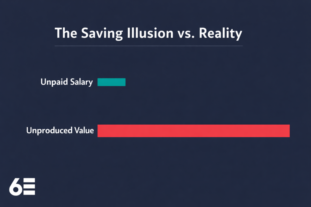 Bar graph comparing salary savings with cost of vacant senior roles