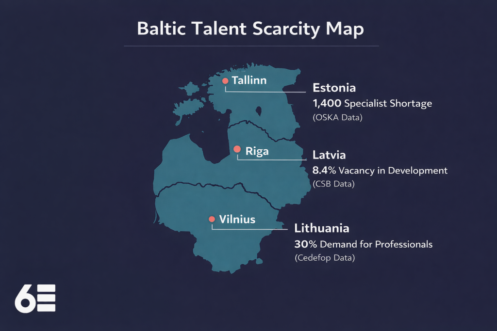 Baltic map showing high vacancy rates and cost of vacant senior roles